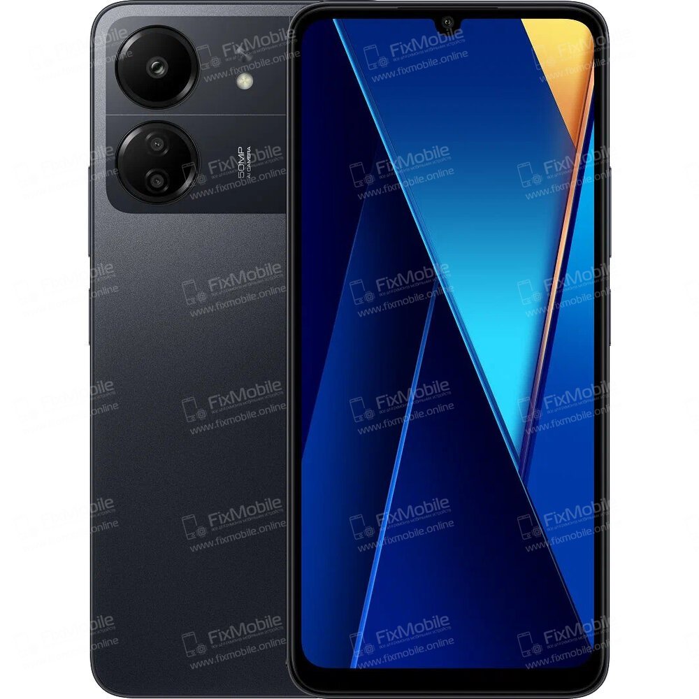 Стекло для Xiaomi Poco C65 в сборе с OCA пленкой (черное)