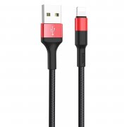 Кабель Hoco X26 (USB - lightning) 100см (черно-красный)