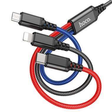 Кабель Hoco X76 (USB - Multi connector 3in1) 100см 2A (разноцветный) — 5