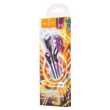 Кабель Hoco X76 (USB - Multi connector 3in1) 100см 2A (разноцветный) — 2