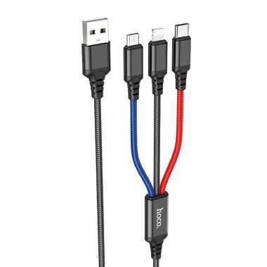 Кабель Hoco X76 (USB - Multi connector 3in1) 100см 2A (разноцветный) — 1